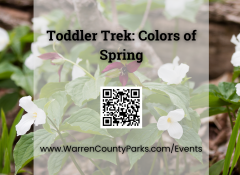Trillium flowers and qr code for toddler trek program